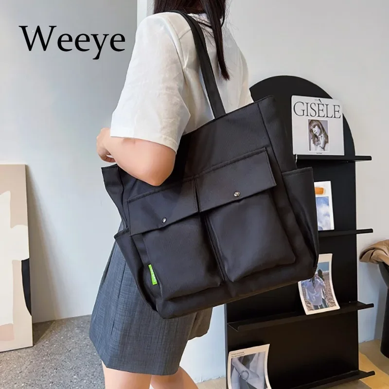 

Japanese Solid Color Handbags Tote Bags For Women New College Students' Class Cloth Large-capacity Commuter Tote Messenger Bag