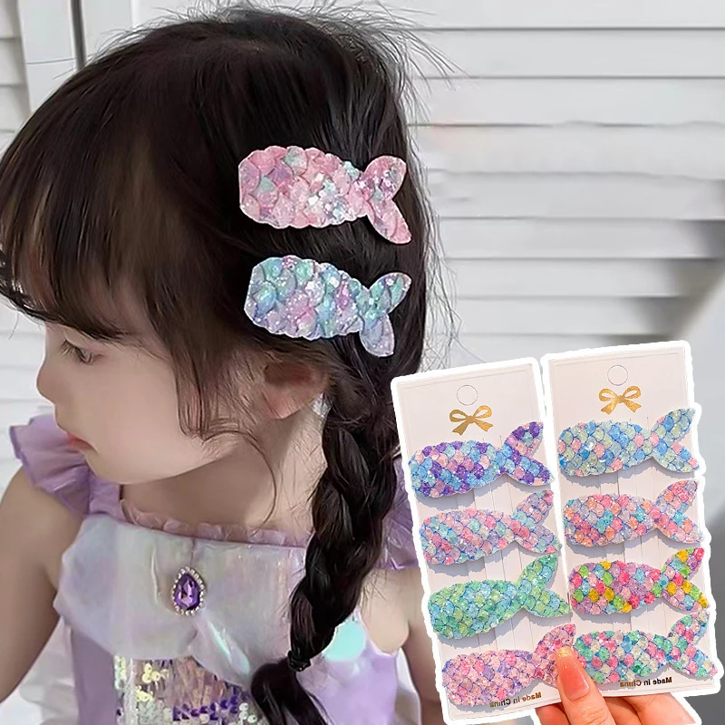 

1Pairs Sequins Mermaid Tail BB Clip Children Hairpins Cute Princess Headwear Hair Clip For Kids Small Sweet Bangs Clip
