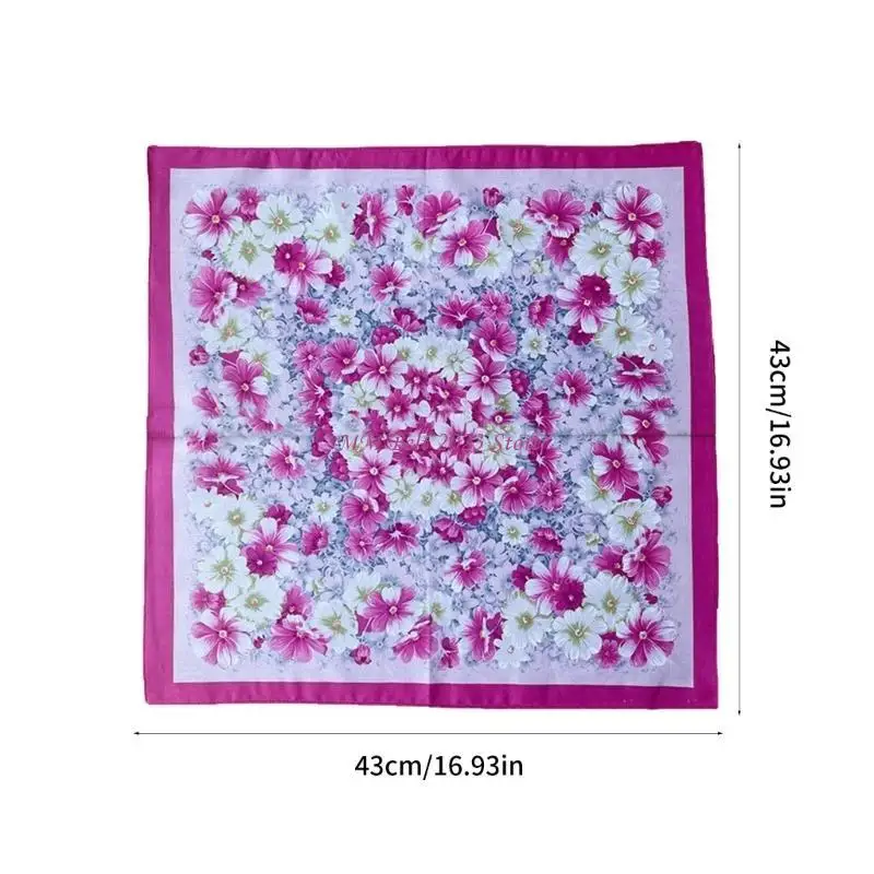 49ME 12PCS Print Handkerchiefs Women Men Unisex Square Pocket Face Sweat Wipe Towel
