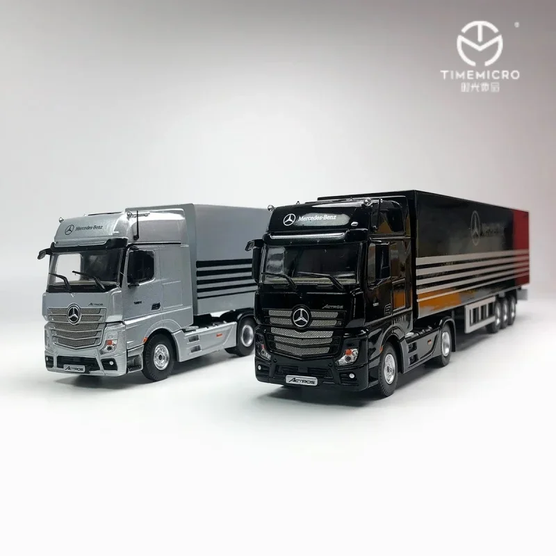 1:64 Mercedes-Benz Actros container car,alloy static miniaturized steam tide play car model,boy collection holiday birthday gift