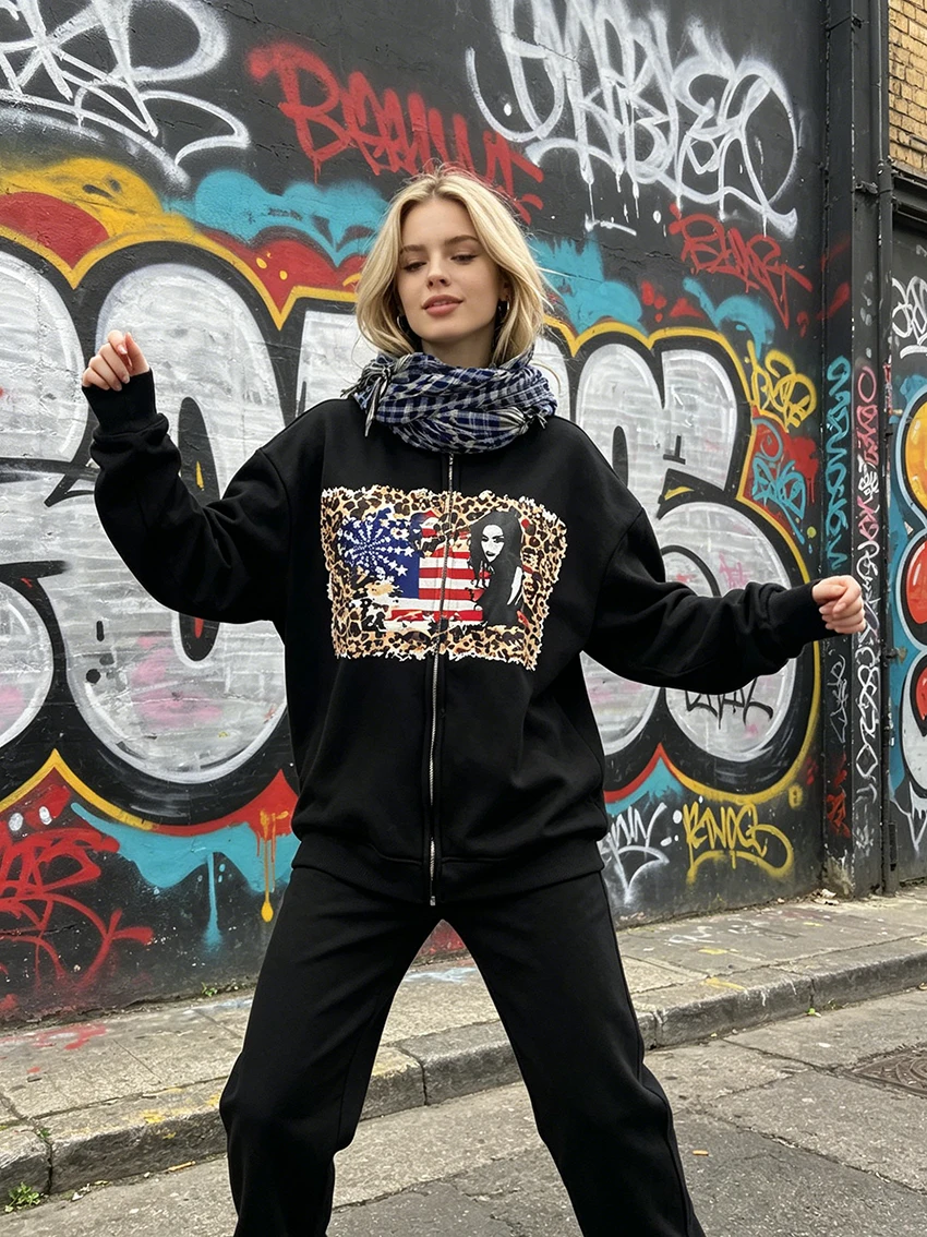 Y2K Women Full Zip Hoodies Fas - Street Fashion Zip Up Hoodie review and price