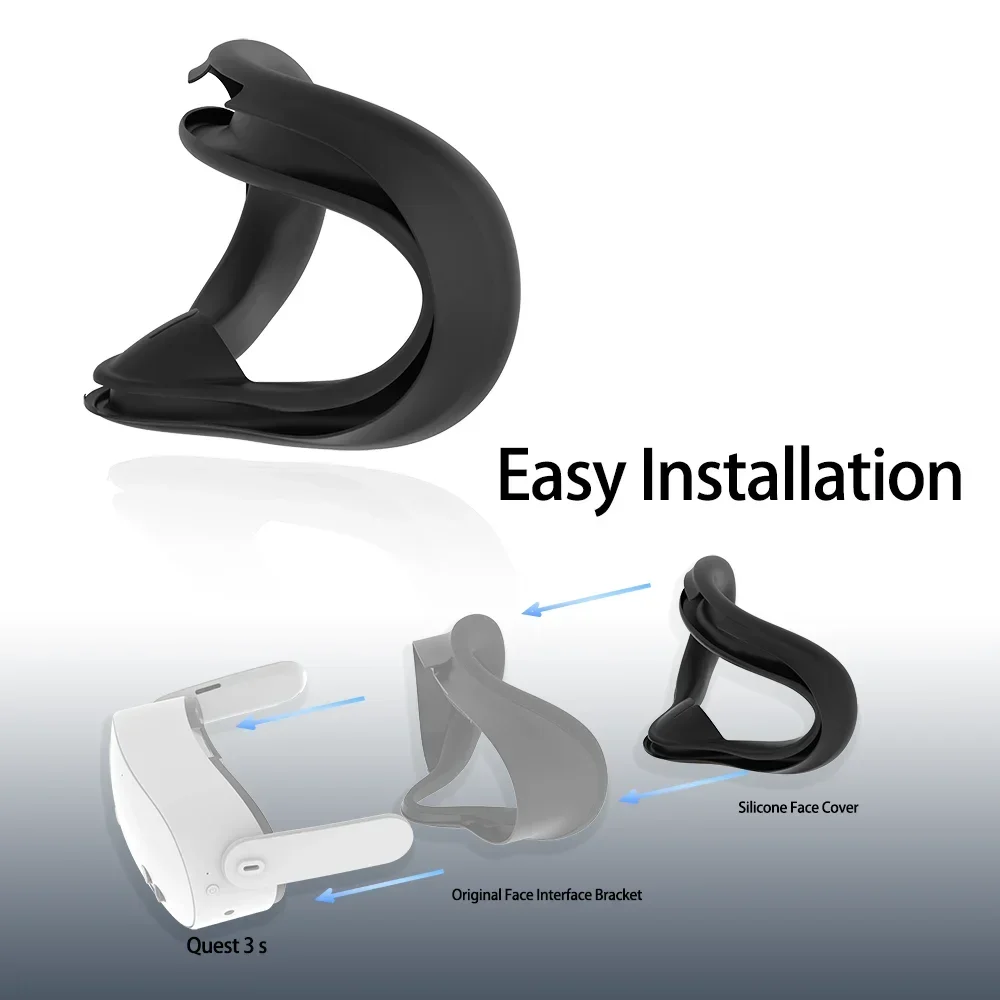 Soft Silicone Face Cover for Quest 3S VR Headset Accessories Easy to Install and Washable Silicone Eye Mask for Meta Quest 3S.