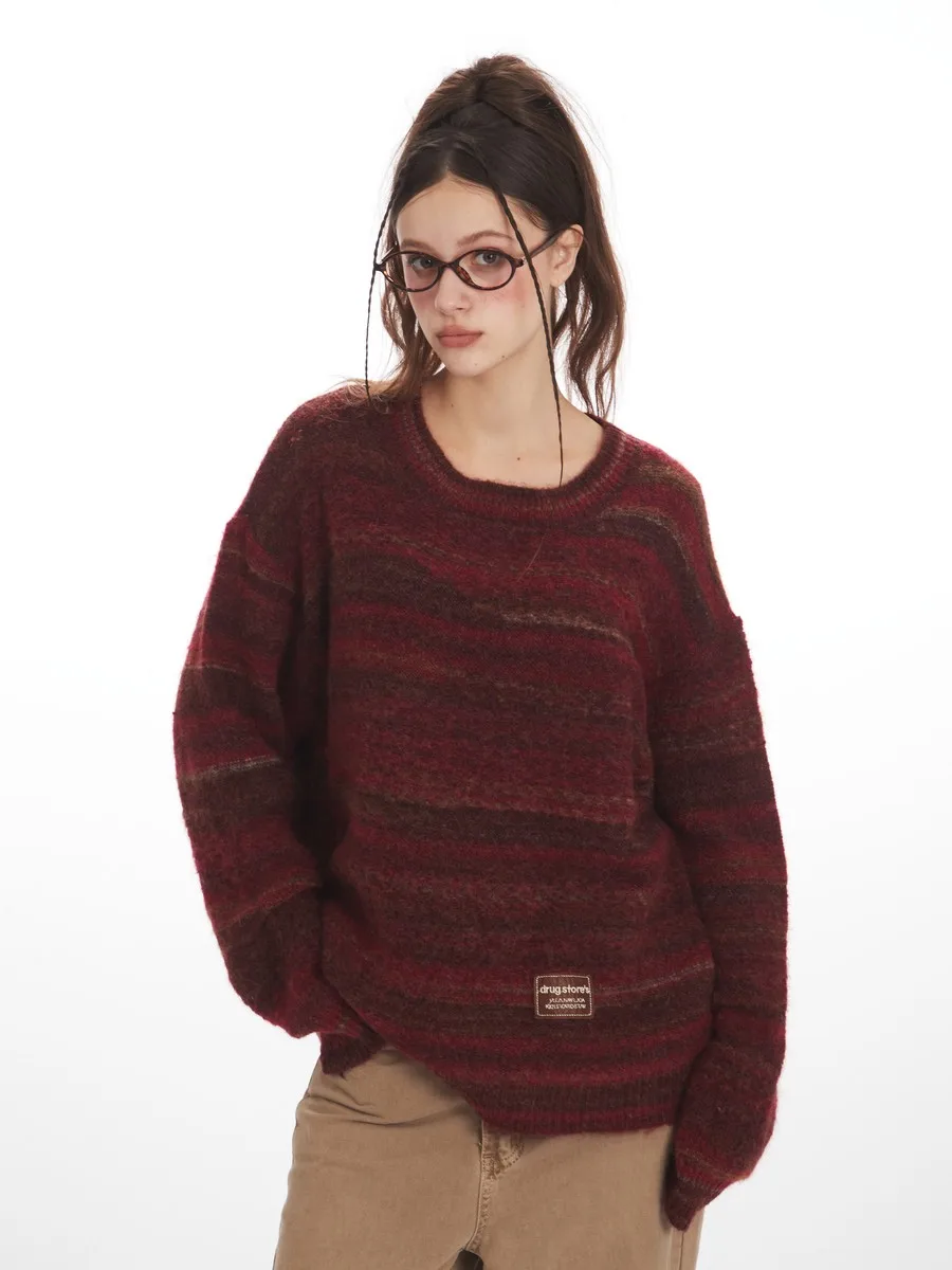 Loose Gradient Rainbow Vintage Women's Sweaters Designer Knitted Winter Clothes Pullovers Tops for Women Girls Office Ladies