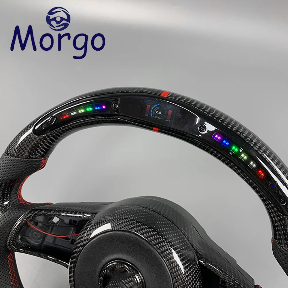 Interior accessories for Volkswagen Customzed LED Carbon Fiber Steering Wheel For Golf MK7 7.5 GTI GTR GTD racing style design