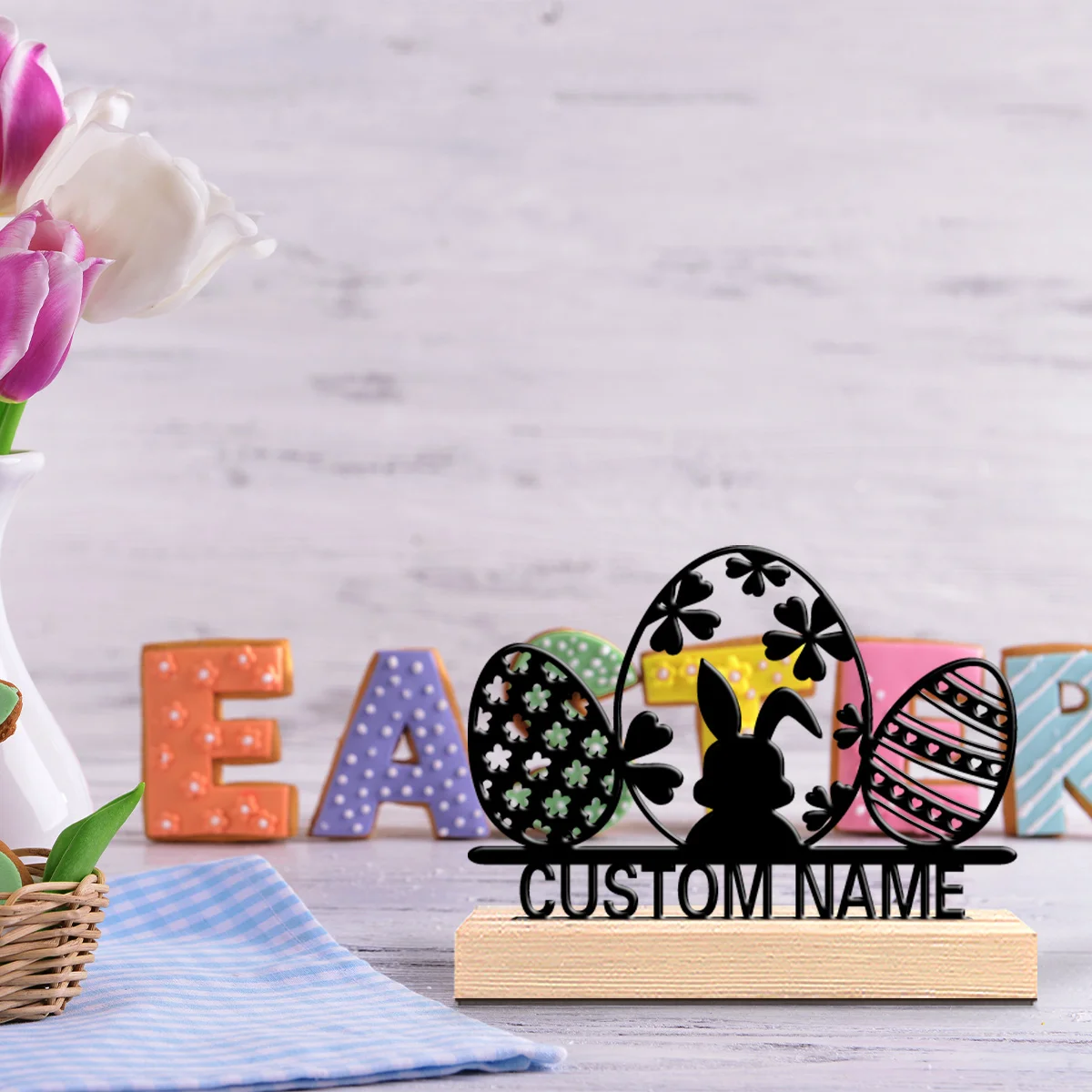1pc Terror Personalized Custom Easter egg Metal Statues Wooden Base Desk Decor for Clock Collectors Vintage Gothic Office Themes