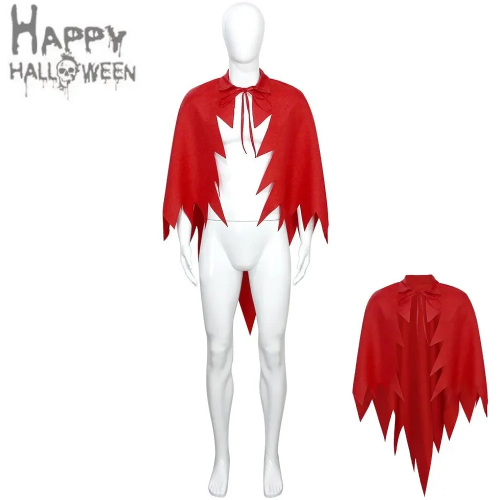 Capa de Halloween Cosplay para homens e mulheres, bainha irregular, estilo rabo de pomba, xale vermelho, terno carnaval de Natal