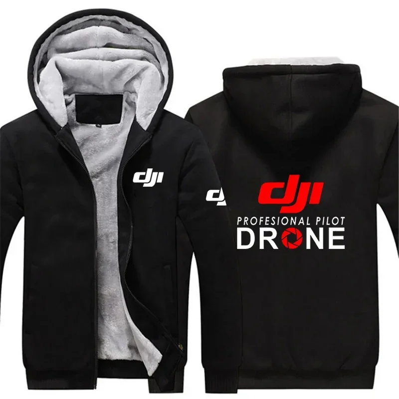 2024 New Dji Professional Pilot Drone Coat Plush Jackets Velvet Thick Warm Autumn Hoodies Zipper Comfortable Versatile Tops