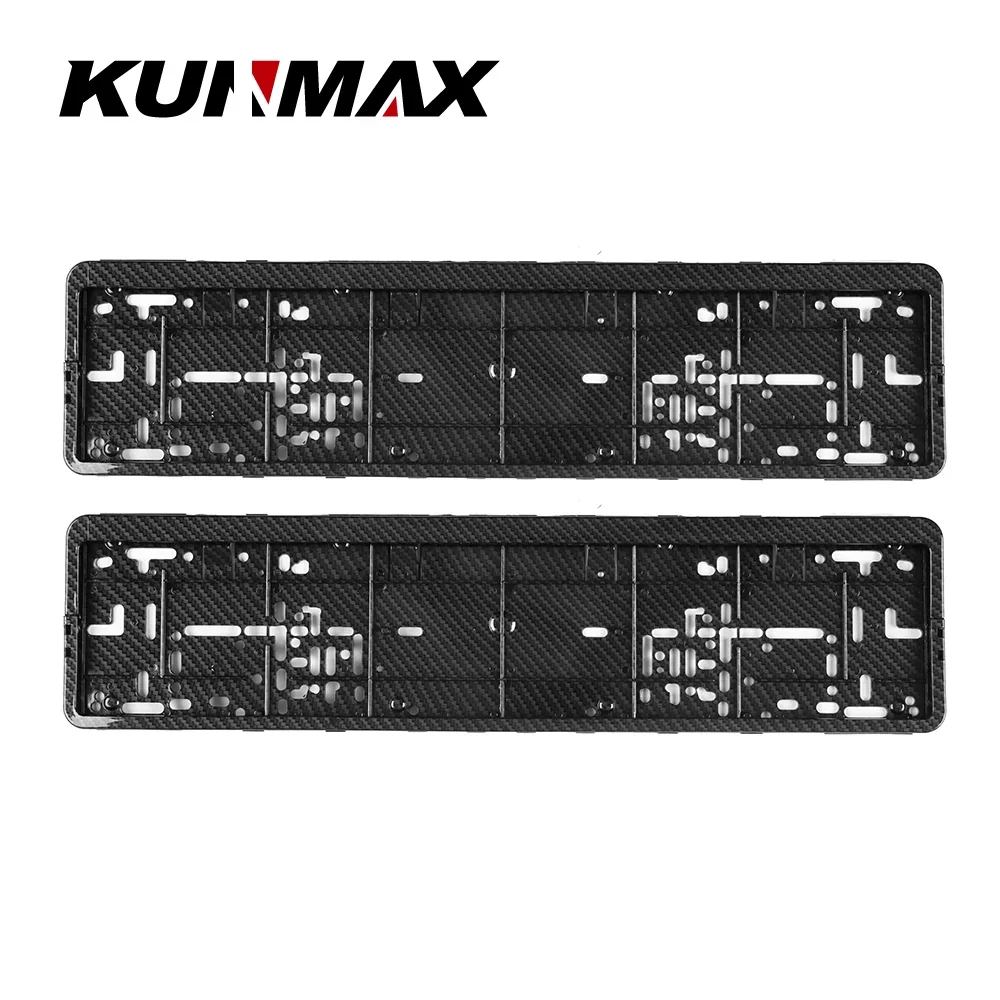 2PCs Carbon Style Black European License Plate Frame Auto Accessory Waterproof Holder with Mounting License Plate