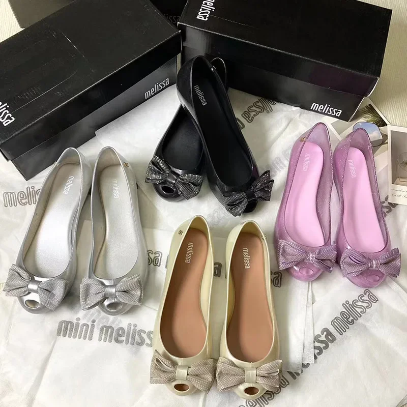 أحذية ميليسا للأطفال من قماش الجيلي صنادل الأميرة ذات الجزء السفلي الناعم مع عقدة فراشة للفتيات والأحذية المفردة للأطفال #2