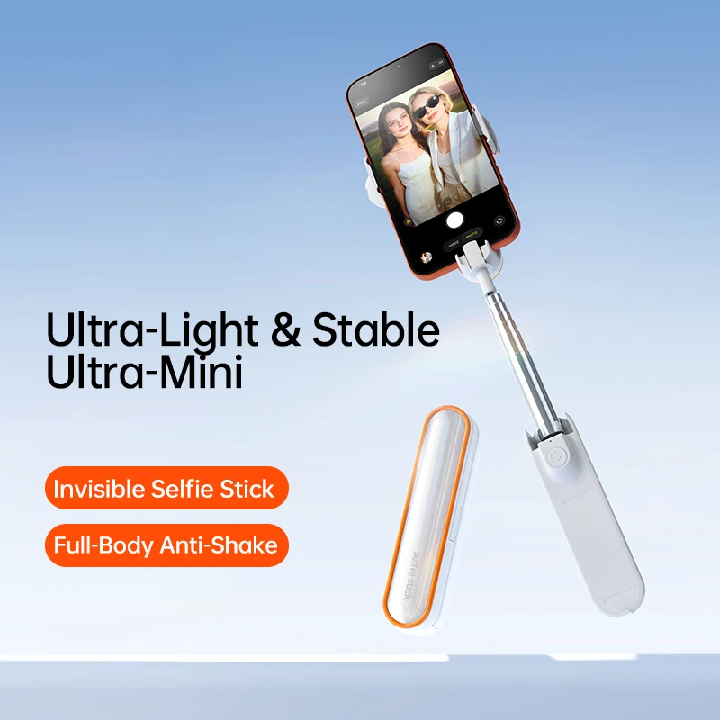 Mini unsichtbarer ausziehbarer Selfie-Stick, kabellose Bluetooth-Fernbedienung, Anti-Shake-Taschen-Selfie-Stick für iPhone und Android-Smartphones