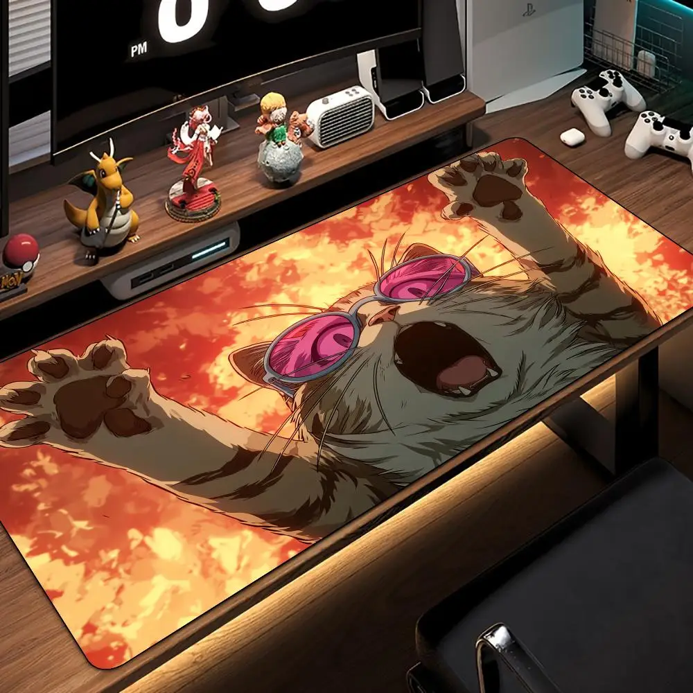Lively DJ cat anime playmat Mouse Pad Desk Mat gaming mats rubber anti-slip Durable pc accessories keypad mousepads maus pad rug