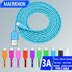 3A USB C Cable Super Fast Charging Data Cord USB Cable For Huawei Samsung Xiaomi MI POCO Mobile Phone Charger Wire Type C Cable