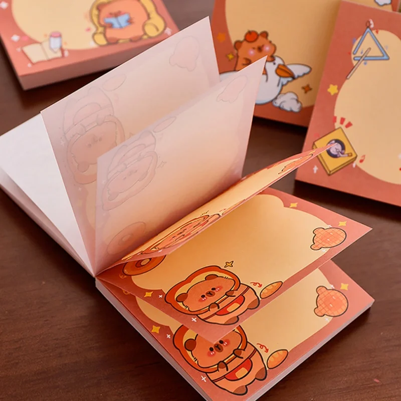 50/200 Blatt Haftnotizen, niedliche Capybara-Notizen, Studenten-Briefpapier, Notizblock – Detail 7