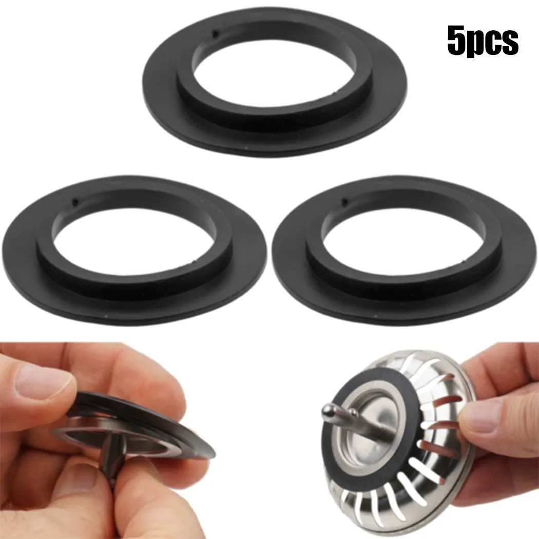 5pcs Rubber Seal Washer Gasket Kitchen Sink Drain Sealing Ring For Basket Strainer Plug Assorted Basket Strainer Washers