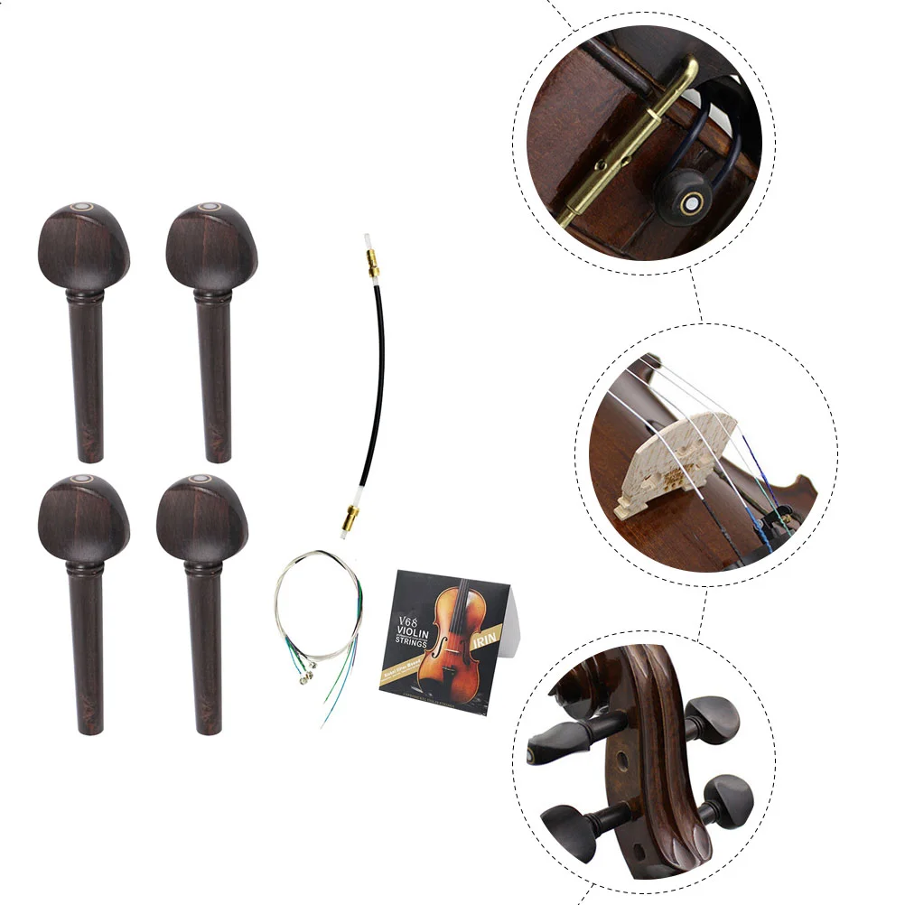 Violin Three-Piece Set Instrument Supplies Parts Suite Practical Ebony Nylon Accessory Accessories