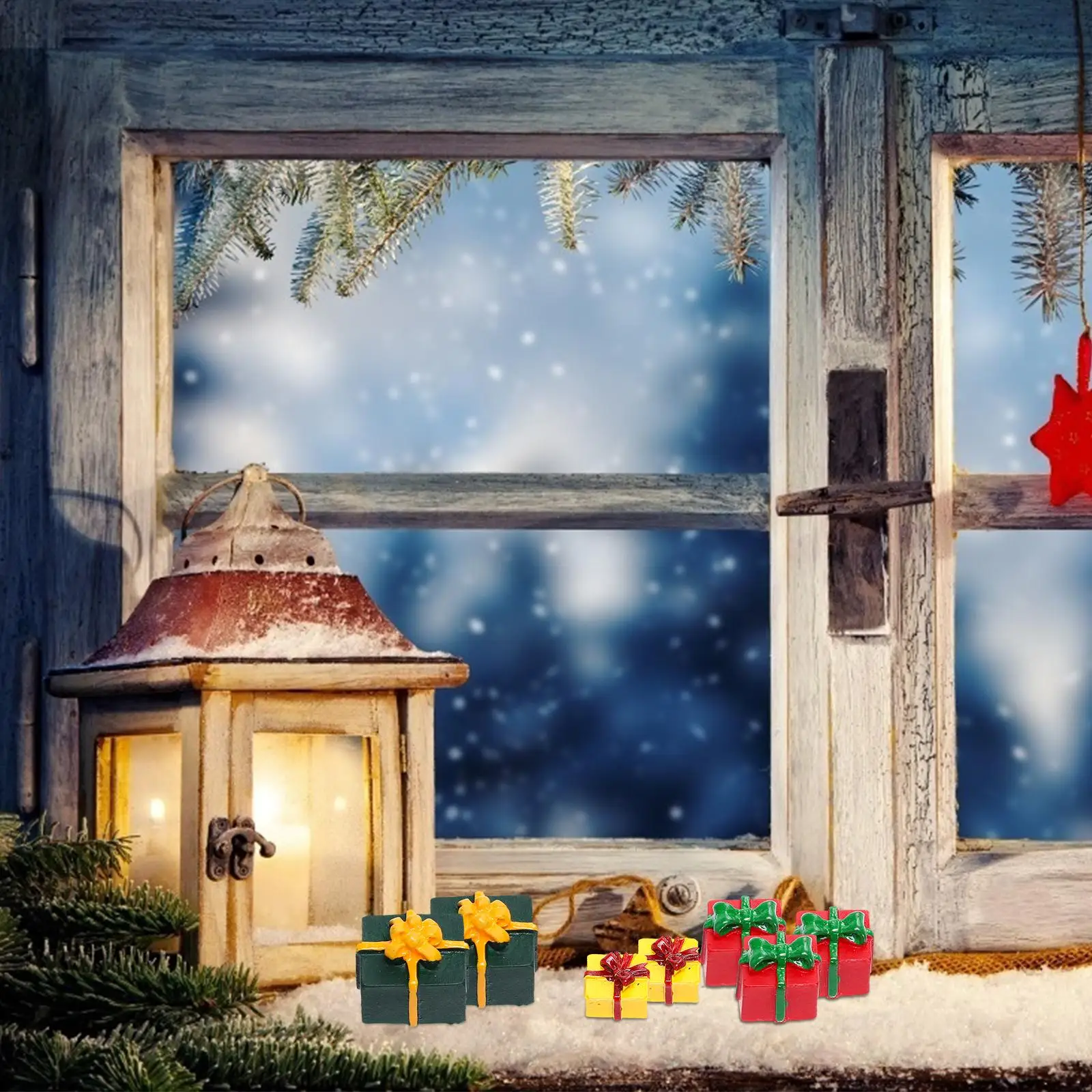 Coffret cadeau en résine, couleurs vives, décor de noël, chambre à coucher, salon, voiture, artisanat, Figurines miniatures, jouets