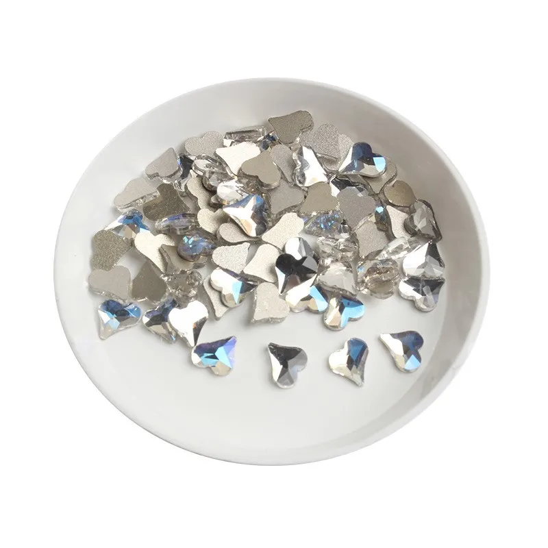 wholesale 6mm Heart INS hot style Flat Back Nail Rhinestone  Special Shaped Crystal Art Stones 3D Personalized Decoration