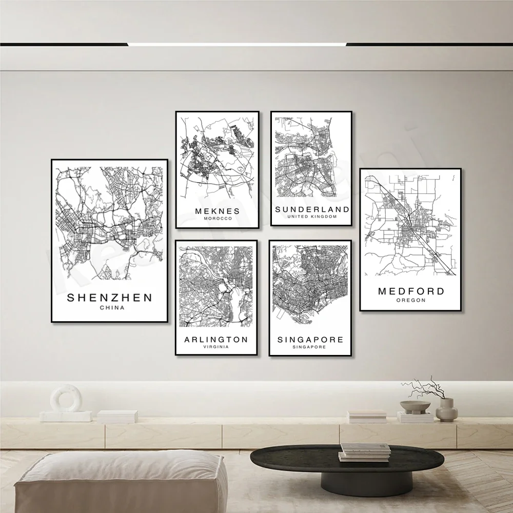 Arlington streets Virginia, Medford Oregon, San Antonio, Seattle, Sunderland, Meknes, Jacksonville, Shenzhen map city map poster - view 3