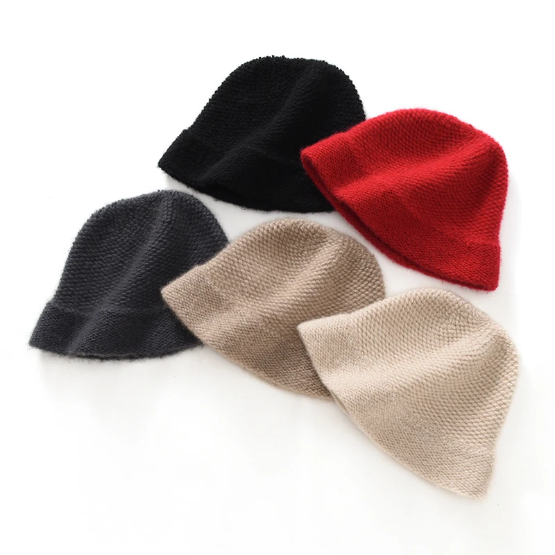 ZYCZCXX Winter Thicken Bucket Hats Women New Fashion 100 Cashmere Cap Female Outdoor Warm Fisherman Hat Beanies Panama Caps