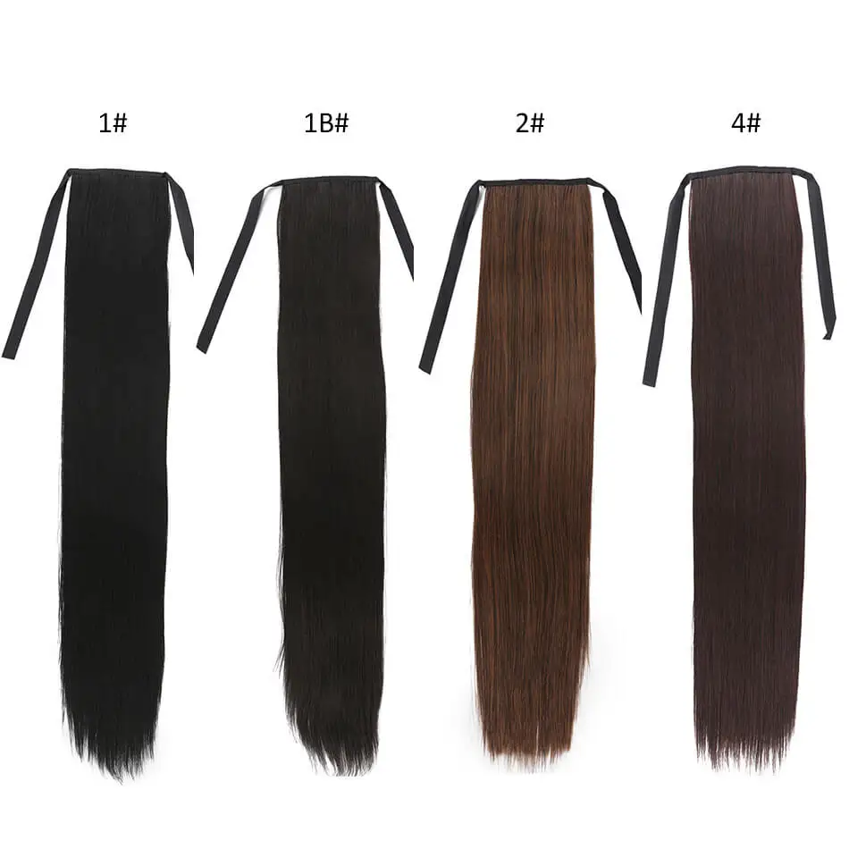 Synthetic Straight Ponytail Extensions Wrap Around Ponytail Clip in Hair Extensions Natural Hairpiece Resistant Fiber Synthetic