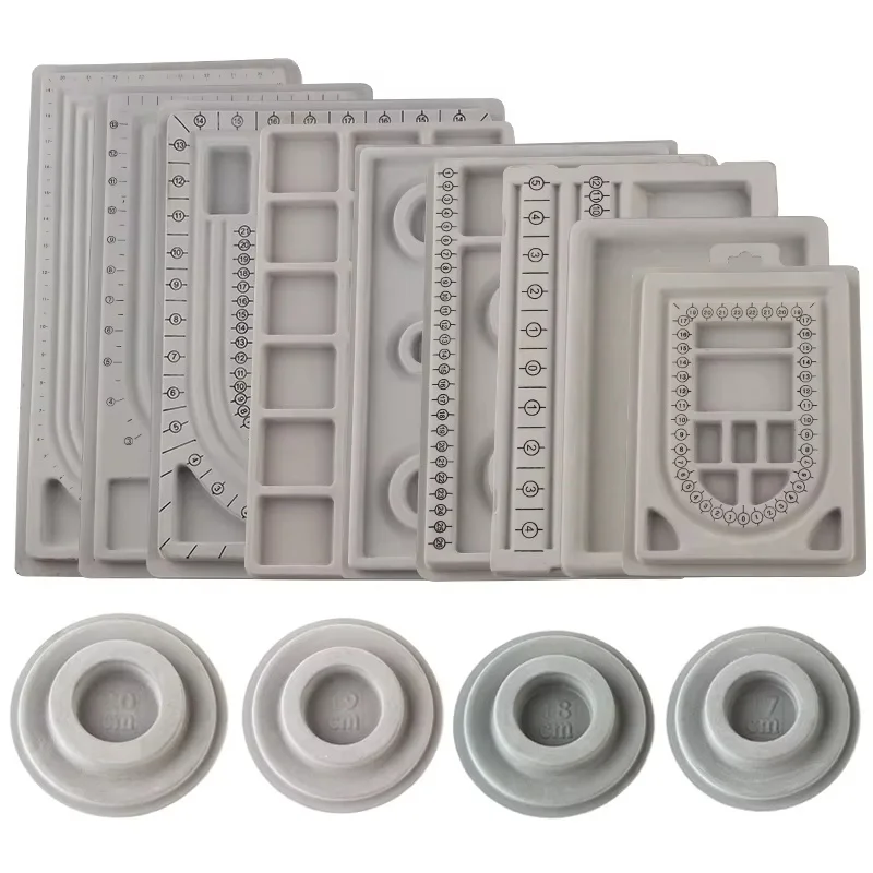 

1PC Grey Flocked Bead Board Bracelet Necklace Beading Organizer Tray Beading Accessories Measuring Tool For Jewelry Making