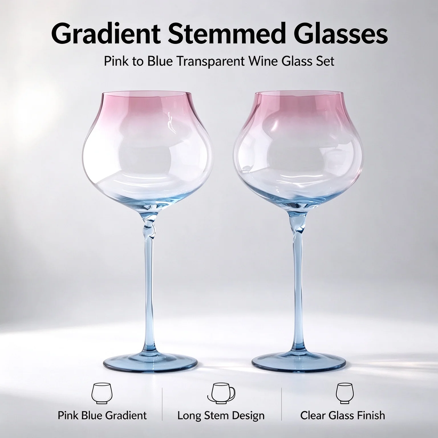 750ml Set of 2 pieces  Large Capacity Gradient Red Wine Glasses Burgundy Bordeaux Wine Glasses High-end Crystal Glass Barware ﻿