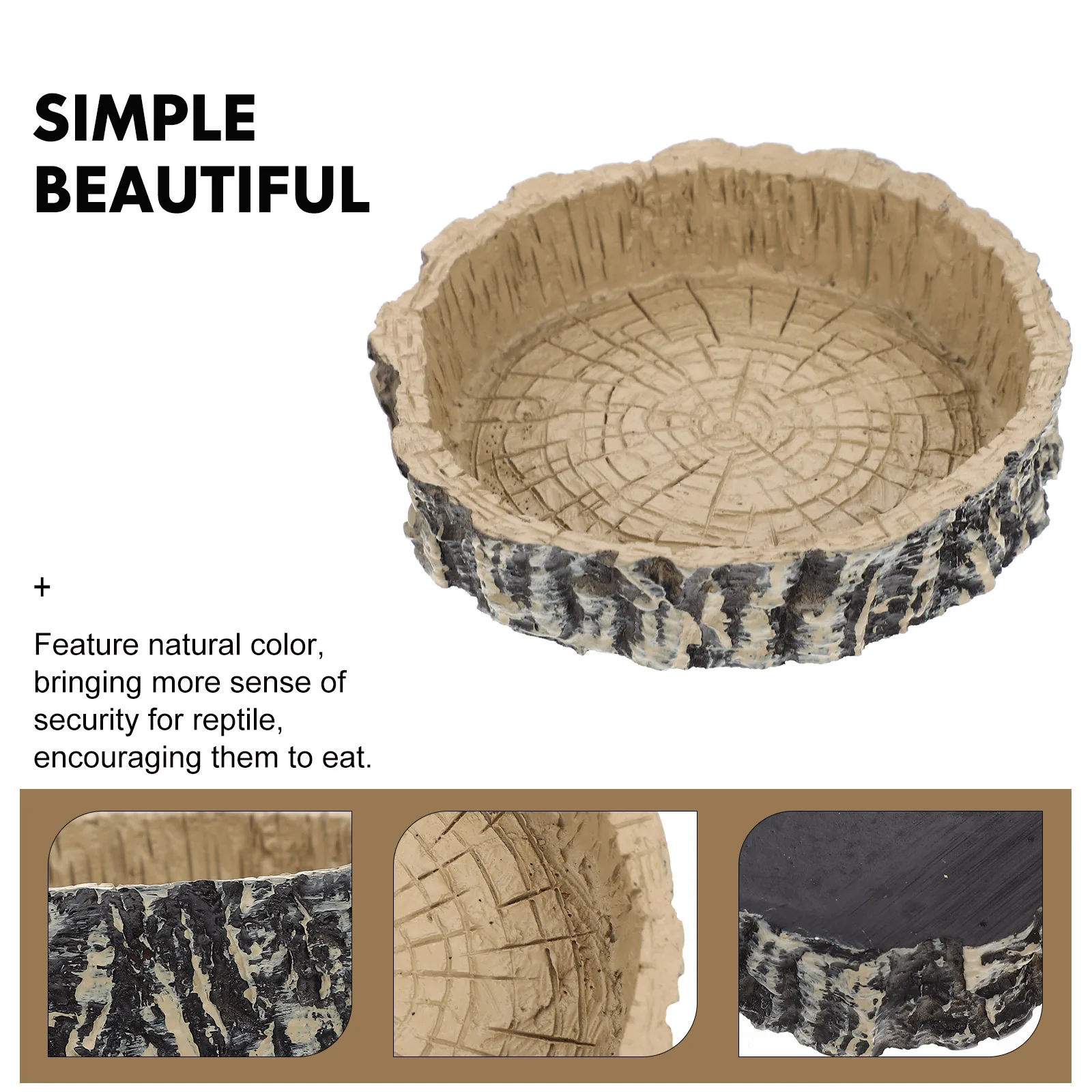 

1pc Wood Grain Reptile Food Bowl For Lizard Gecko Snake Tortoise Pet Feeding Pet Feeding Bowls Container Water Dish