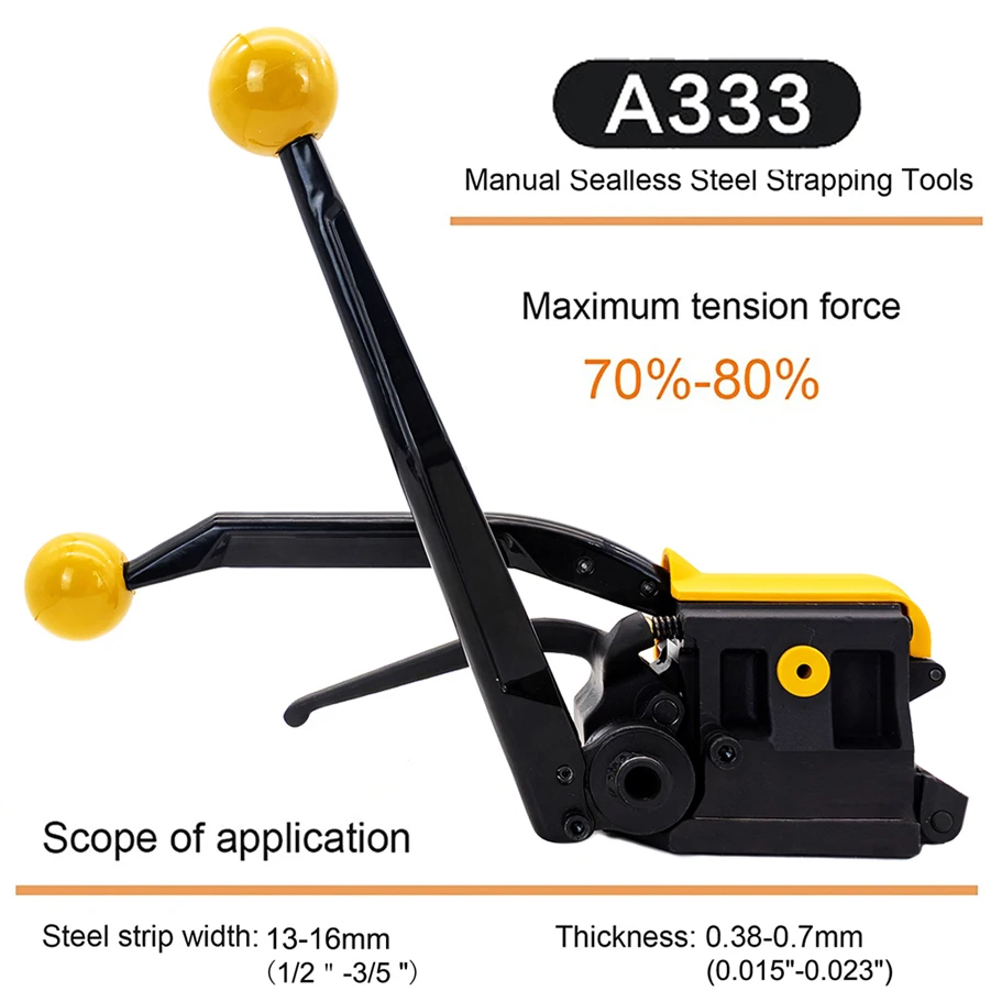 Imagem -03 - Máquina de Cintar de Aço Manual do Metal A333 Handheld Cinto Embalagem Ferramentas de Fita para Fivela Livre 13 16 19 mm