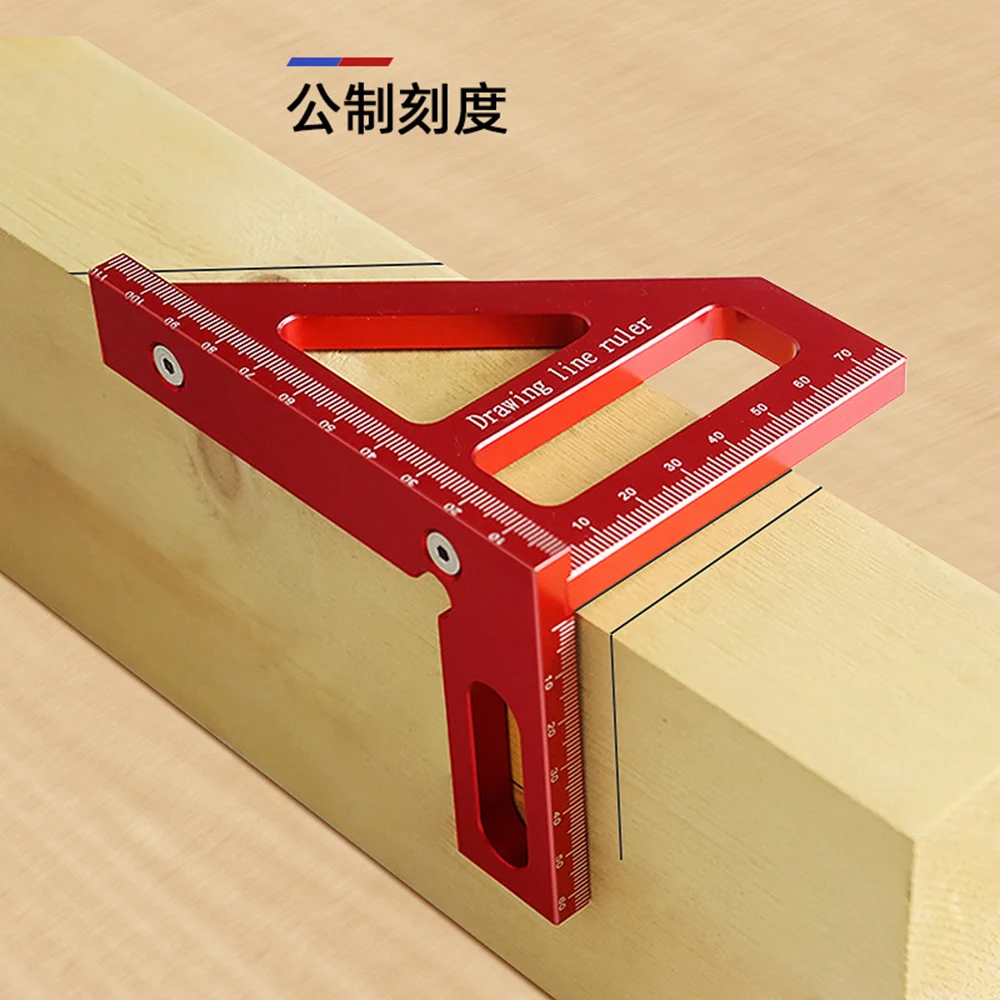 Woodworking Square Protractor Aluminum Alloy Miter Triangle Ruler High Precision Layout Measuring Tool for Engineer Carpenter