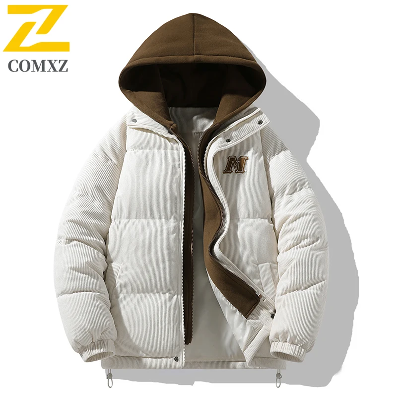 

Men's Padded Jacket Winter Skiing Letter Print Casual Outdoor Travel Parka Coat Windproof Thickened Hooded Snow Sports Parka