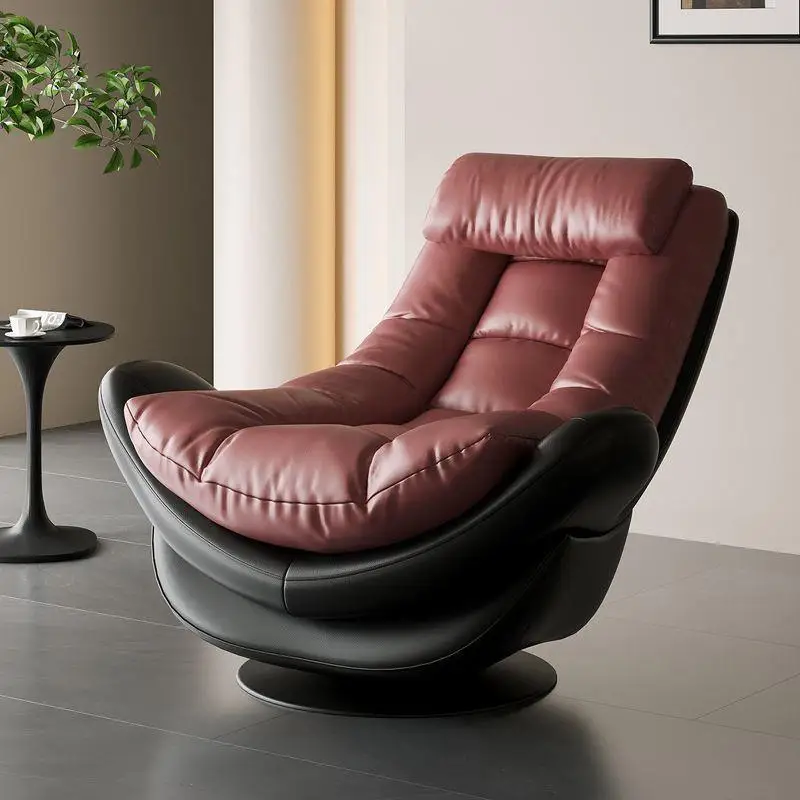 Nordic leather lazy sofa designer single sofa chair rotating chair leisure balcony single chair living room recliner