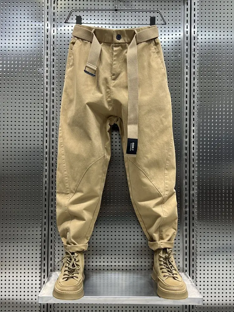 

Повседневные брюки Thiened Fce в гонконгском стиле, мужские прямые брюки с широкими штанинами, свободного кроя, осенние, обычные, тонкие