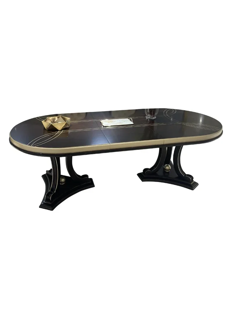 American light luxury solid wood oval table Avery size unit high-end rectangular dining table and chair combination