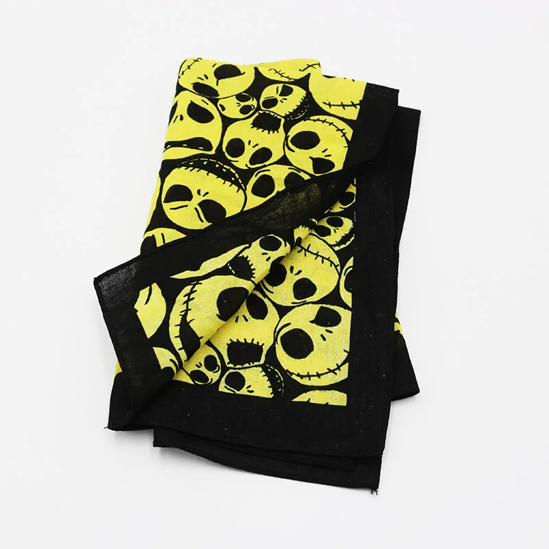 Yellow Skull Bandana Cotton Men Motorcycel Mask Hiphop Headband Headscarf Women Headwear Handkerchief