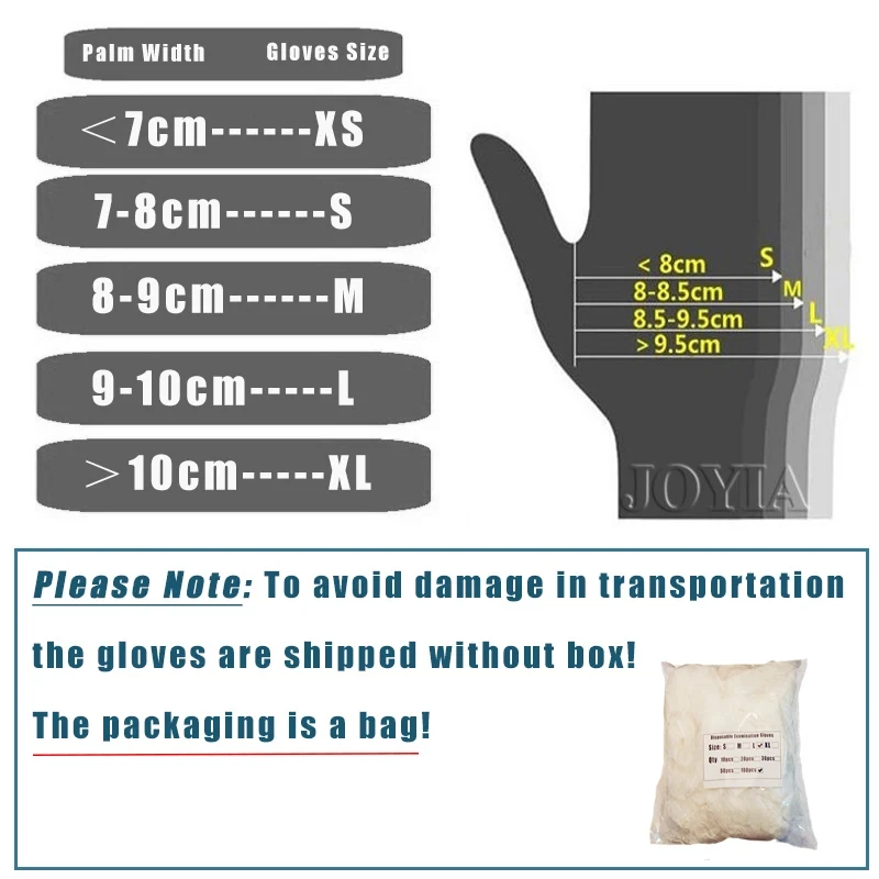 Disposable Gloves Vinyl 100 50 20 Clear Powder Free Latex-Free Translucent PVC Gloves Household Kitchen Food Handling S M L