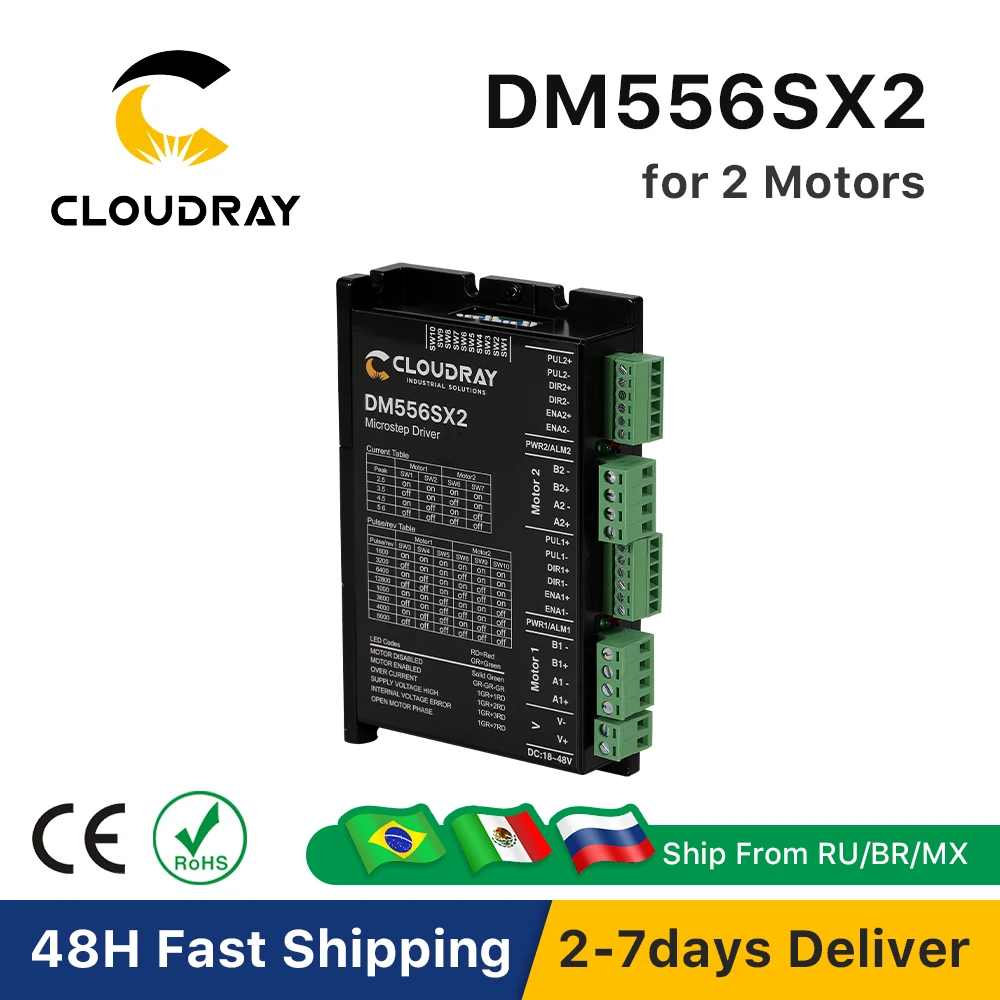 Cloudray Nema 23/24 sterownik silnika krokowego DM556SX2 5.6A 24 ~ 48VDC dla 2 sztuk sterownik silnika krokowego grawerka CNC