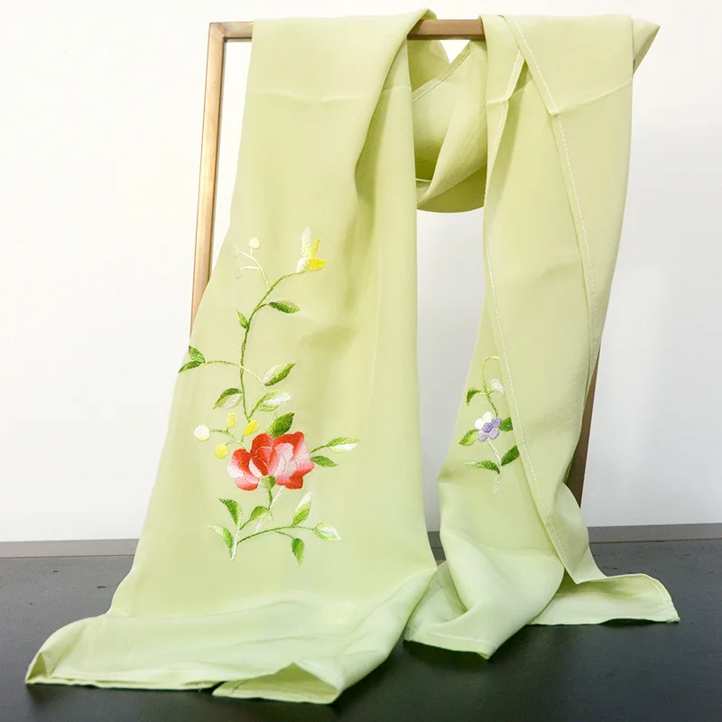 Luxury Chinese Style Hand Embroidered Silk Scarf Shawl Xiang Embroidery Long Wrap Gift for Women