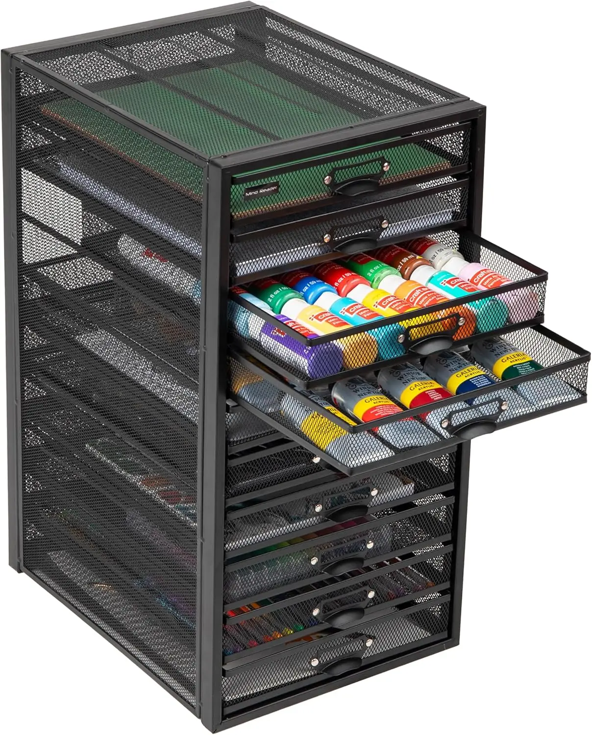 منظم مكتب ذو 10 أدراج للوازم المكتبية والحرف اليدوية وفرز البريد والمزيد، شبكة معدنية، 10.75 بوصة طول × 14 بوصة عرض × 21.25 بوصة ارتفاع، أسود · تخفيضات ساخنة