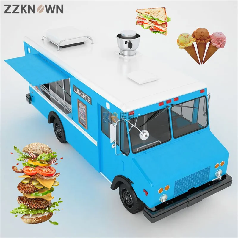 CE Approved Electric Mobile Food Truck Retro Coffee Crepe Snack Catering Car Vintage Hotdog Pizza Hamburger Ice Cream Cart