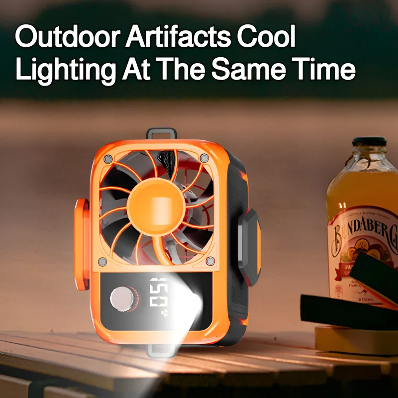 Ventilatore portatile da appendere alla vita Ventilatore wireless con clip in vita USB ricaricabile con Power Bank per campeggio all'aperto con illuminazione 150 Coolin