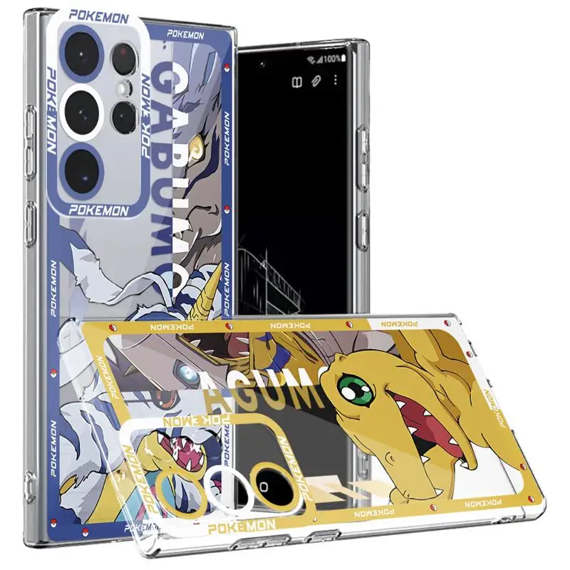 Luxury Clear Phone Case For Samsung Galaxy S23 S22 S21 S20 S10 FE Ultra Plus Silicone Digimon Adventure Anime Soft Cover