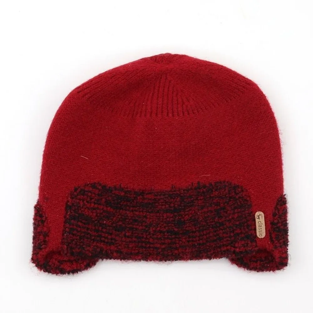Geschenk Warme Strickmütze Kältebeständige Klassische Ohrenklappmütze Pullover-Design Winddichte Mütze Winter Herbst – Detail 4