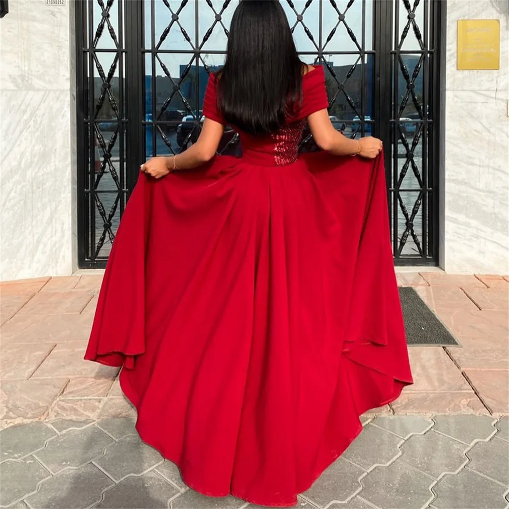 ROYET-Robe de Soirée Luxueuse à Paillettes et Col en V, Tenue Formelle de Forme Citroa, Longueur au Sol, Manches Courtes, Classique, Bal, Personnalisée