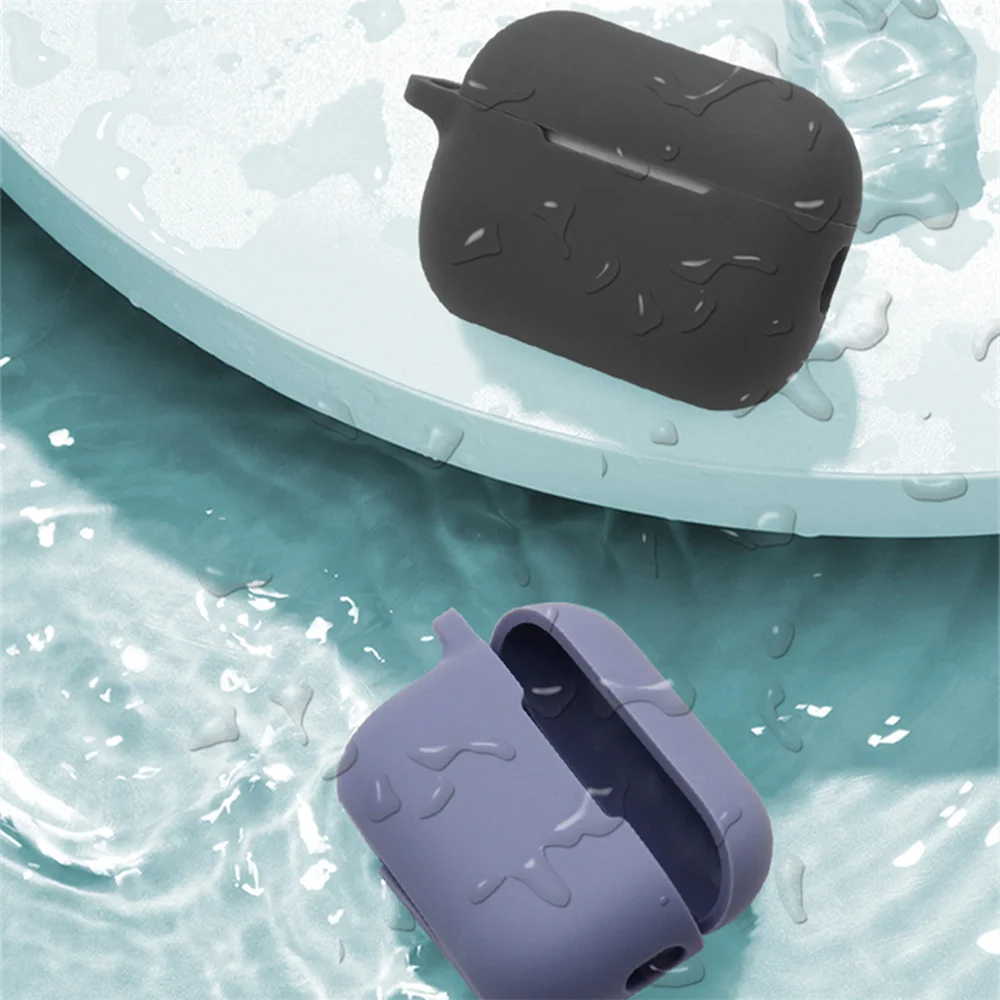 ใหม่สำหรับ AirPods Pro 2rd Generation Cover เรียบง่ายน่ารักสีทึบสีดำเรืองแสงสีแดงป้องกันกันกระแทก Hook