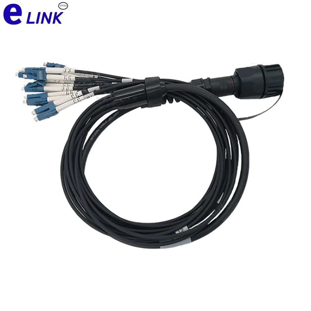 MTP-LC 12 cores singlemode fiber optic jumper 30m50m60m80m100m120m IP67 ODVA-MPO waterproof LC duplex IP67 12C MPO to LC 150m SM