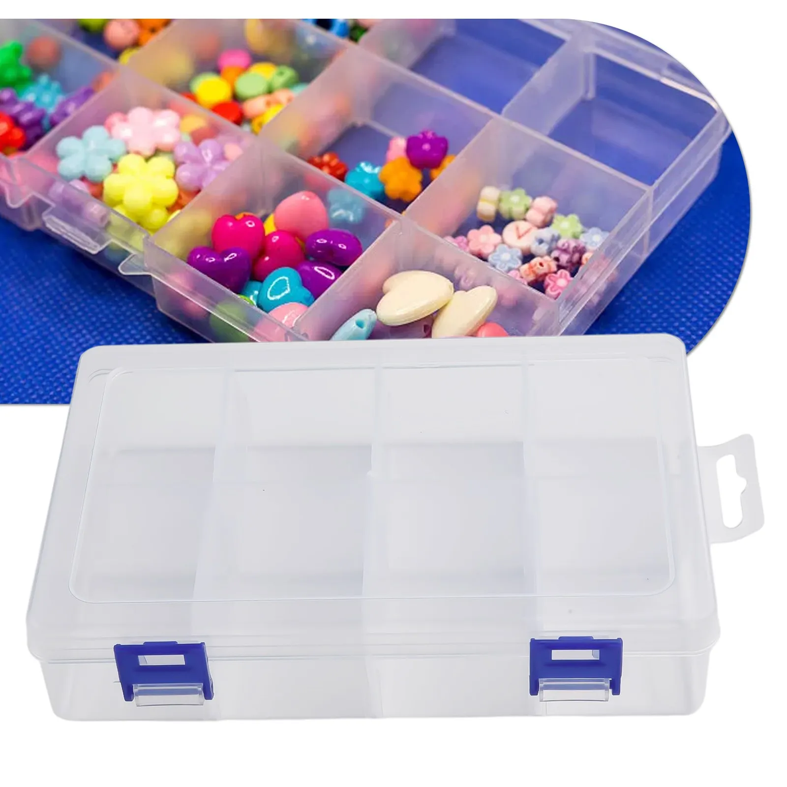 1 Pcs  Adjustable  8 Grids Compartment Plastic  Jewelry Storage Box Screw  Holder Case Display  Organizer Container