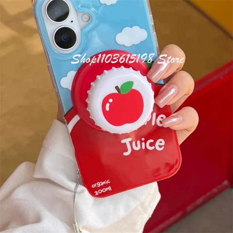 Cute Beer Bottle Cap Cartoon Apple Magnetic Holder Phone Grip Tok GripTok Stand Support For iPhone17 16 For Magsafe Accessorie