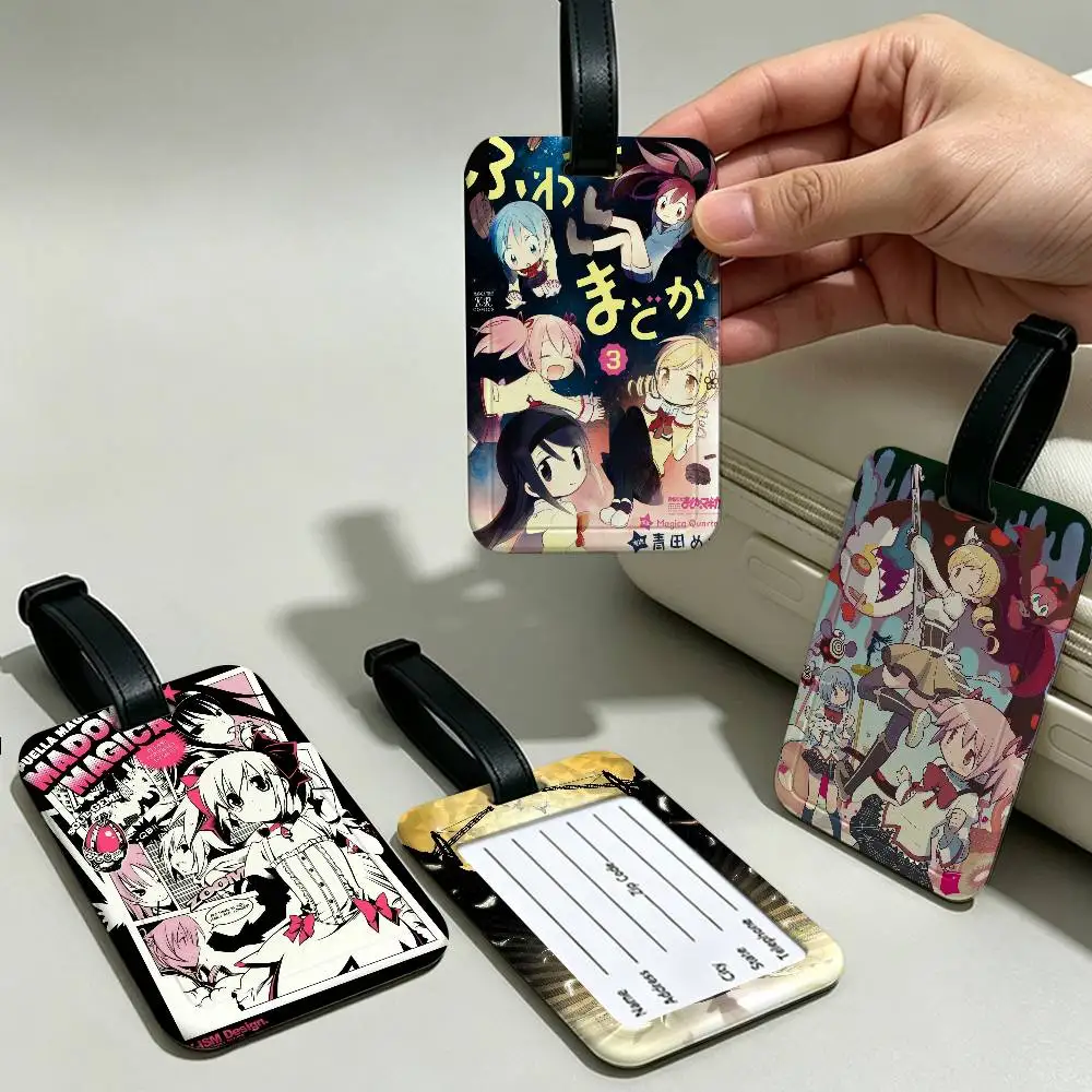 Puella Magi Anime Madoka Magica Waterproof PVC Baggage Tag With Info Card Anti lost Identification Tag For School Backpack