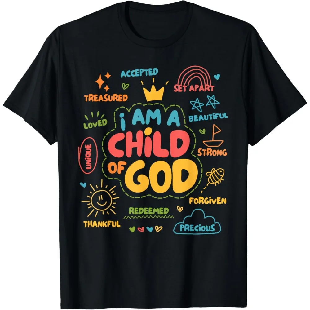 I Am God's Child - Christian Retro T-shirt, Faith, Jesus Gift T-shirt Christian Summer Crew Neck Short Sleeve Women Clothing Y2K