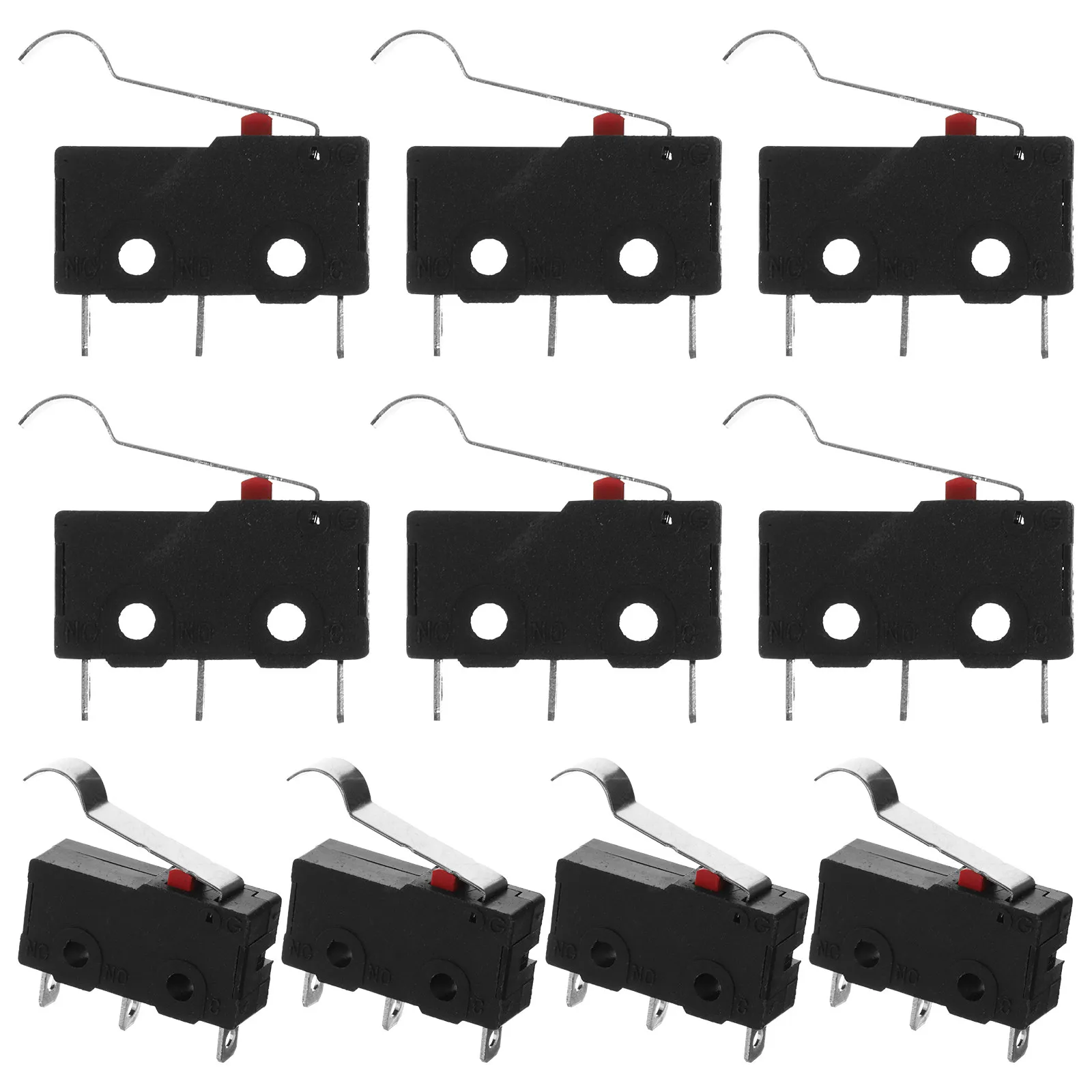 10Pcs Limit Switch Normally Open Close Curved Lever Arm Sturdy Micro Switch Appliance Repair Accessory Appliance Accessory